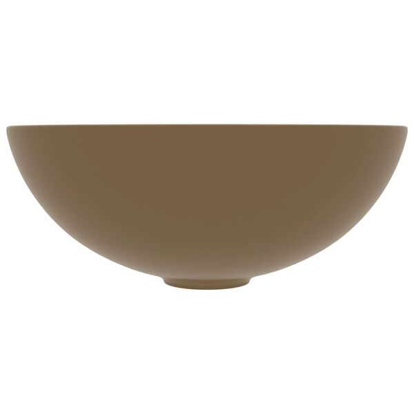 vidaXL Bathroom Sink Ceramic Matt Cream Round