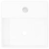vidaXL Ceramic Bathroom Sink Basin with Faucet Hole White Square