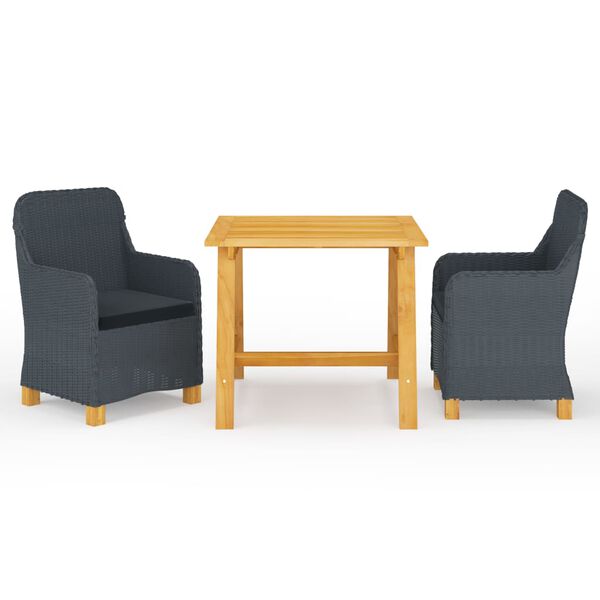 vidaXL Dining Set Dark Grey Solid Acacia Wood Compact Durable