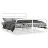 vidaXL Bed Frame White Steel Queen Bed Frame Rectangular Modern