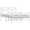 vidaXL Bed Frame White Powder-Coated Steel Full Bed Frame Rectangular