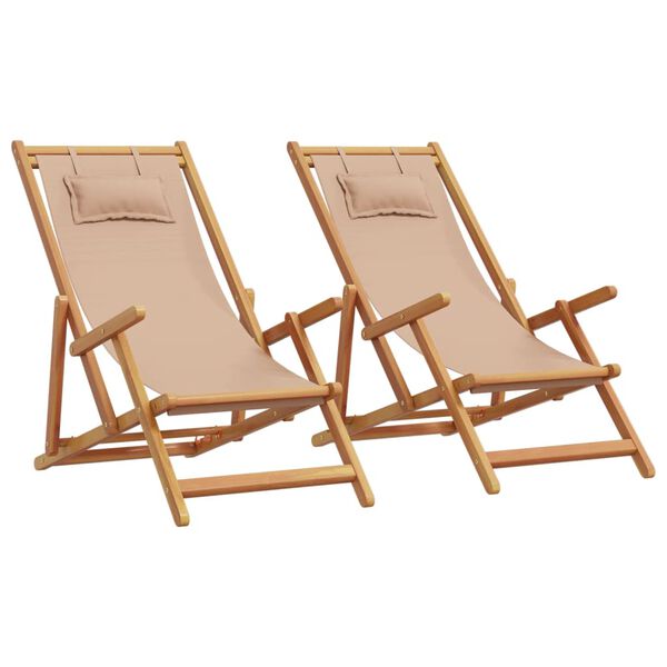 vidaXL Beach Chair Set of 2 Taupe