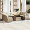 vidaXL Garden Sofa Set Beige PE rattan Large Adjustable Armrests