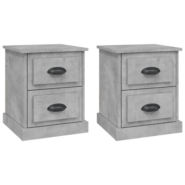 vidaXL Bedside Cabinet Set of 2 Concrete Grey Engineered Wood