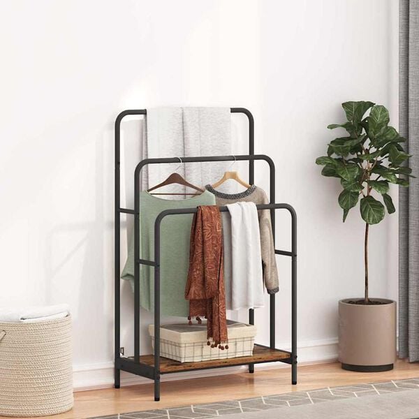 vidaXL Cloth Rack Old Wood 23.62 x 11.81 x 39.57 in Engineered wood