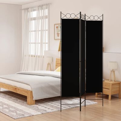 vidaXL 3-Panel Room Divider Black 47.2"x78.7" Fabric