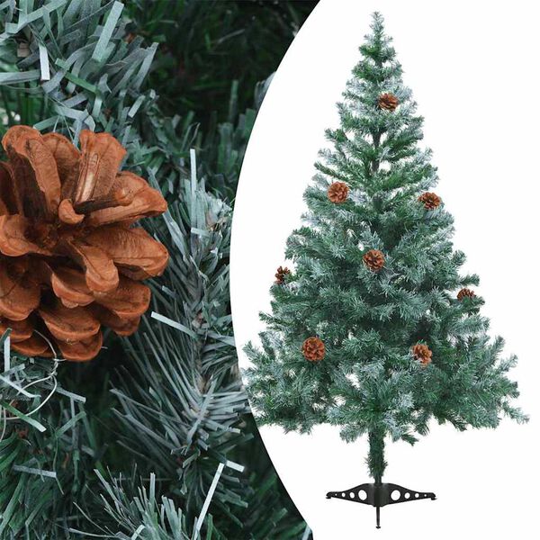 vidaXL Frosted Pre-lit Christmas Tree with Ball Set&Pinecones 59.1"