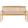 vidaXL Stacking Patio Bench with Cushion 62.6 " Solid Teak Wood