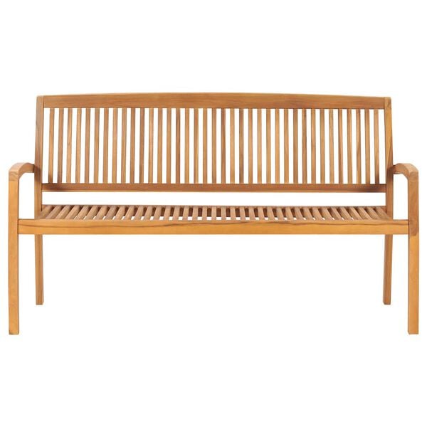 vidaXL Stacking Patio Bench with Cushion 62.6 " Solid Teak Wood