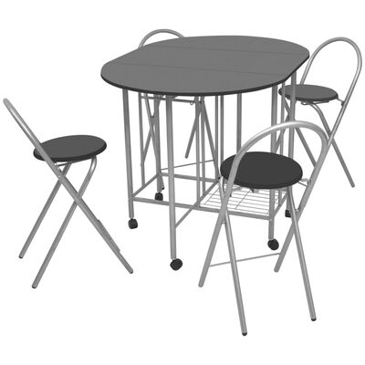 Vidaxl Five Piece Folding Dining Set, Folding Dining Room Table Chair Sets