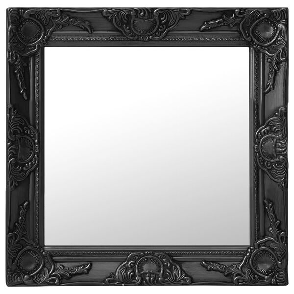 vidaXL Wall Mirror Black Wood, Glass, Engineered Wood 19.7x19.7 in