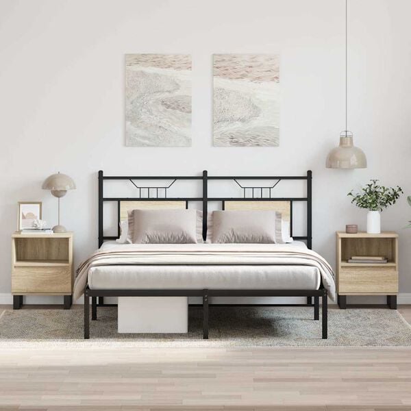 vidaXL Bedside Cabinet Set of 2 Sonoma oak Engineered wood Compact