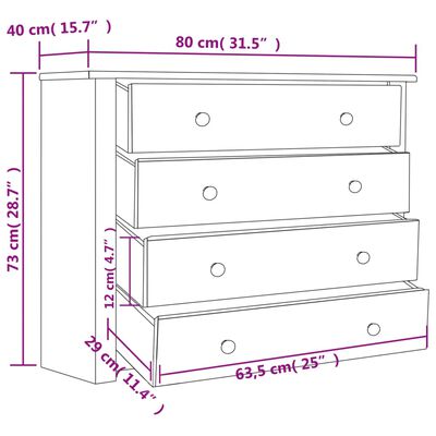 vidaXL Side Cabinet 31.5"x15.7"x28.7" Pine Panama Range