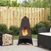 vidaXL Fire Pit Black 19.69 x 19.69 x 37.40 in Steel