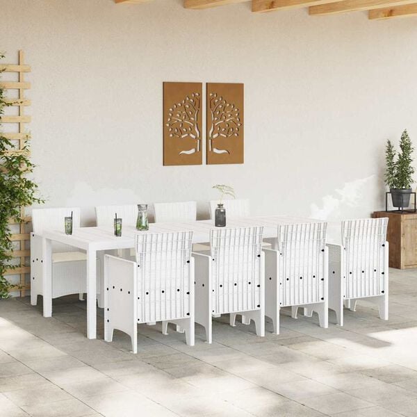 vidaXL Garden Dining Set 9 pcs Light Grey Polt rattan