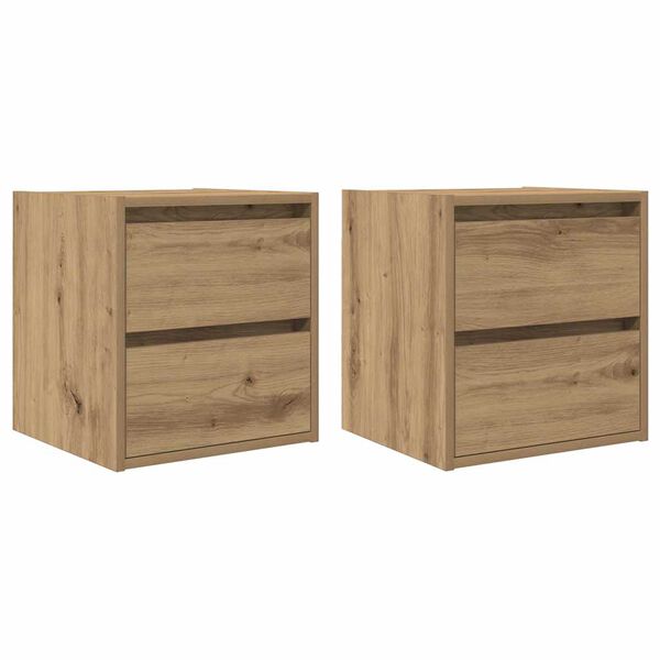 vidaXL Wall-mounted Bedside Cabinet Set of 2 Artisan Oak Engineered wood