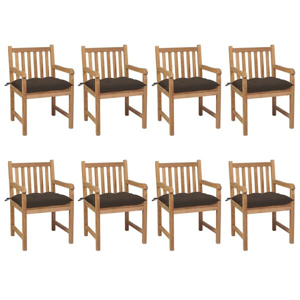 vidaXL Patio Chair Set of 8 Teak Solid Teak Wood Standard Durable