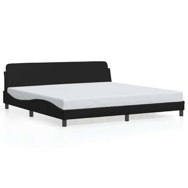 vidaXL Bed Frame Black Faux leather, metal, solid pine wood, plywood