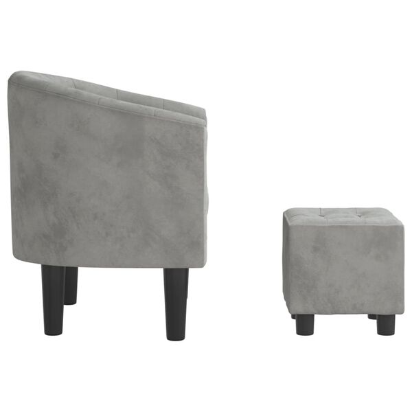 vidaXL Tub Chair Light Grey Velvet (100% polyester), pinewood, plywood