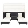 vidaXL Sofa Bed Black Poly Rattan 3-Seater Adjustable Armrests