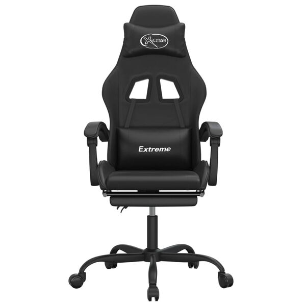 vidaXL Gaming Chair with Footrest Black Faux Leather