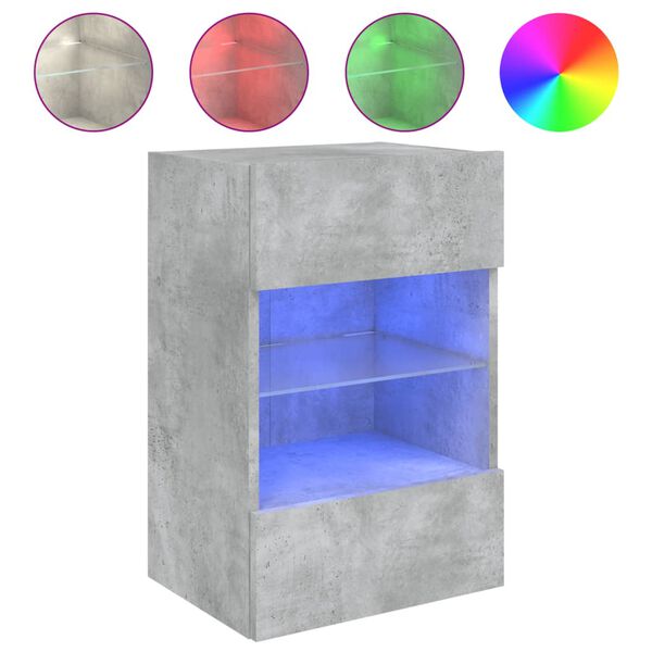 vidaXL TV Wall Cabinet Concrete grey Engineered wood, glass