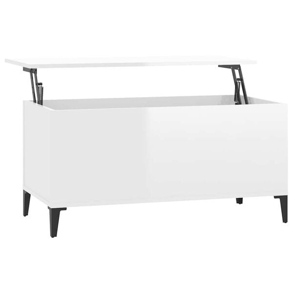 vidaXL Coffee Table High Gloss White Engineered wood, Metal
