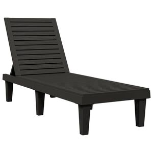 vidaXL Sun Lounger Black Polypropylene Standard Adjustable Armrests