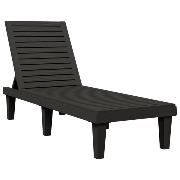 vidaXL Sun Lounger Black Polypropylene Standard Adjustable Armrests