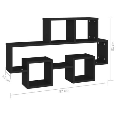 vidaXL Car-shaped Wall Shelf Black 32.3"x5.9"x20.1" Engineered Wood