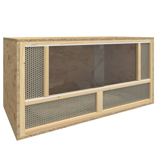 vidaXL Terrarium Brown Engineered wood, glass, steel 31.5 x 15.7 x 15.7 in