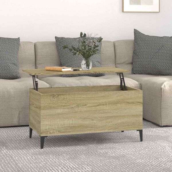 vidaXL Coffee Table Sonoma oak Engineered wood, metal Medium