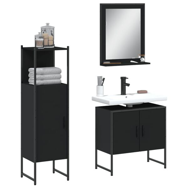 vidaXL Bathroom Cabinet Set Black