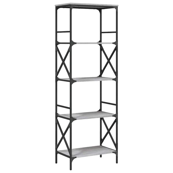 vidaXL Bookcase Grey Sonoma Engineered wood, metal Large Adjustable Feet