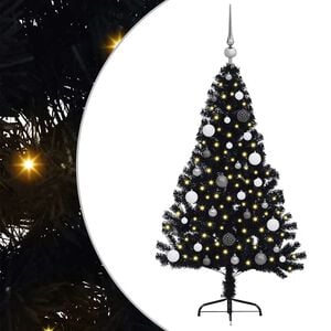 vidaXL Artificial Pre-lit Christmas Tree with 150 LEDs Black 59.1" PVC