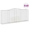 vidaXL Gabion Basket Set of 10 Silver Galvanized Iron Extra Large