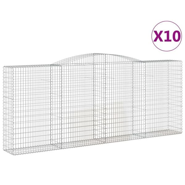 vidaXL Gabion Basket Set of 10 Silver Galvanized Iron Extra Large