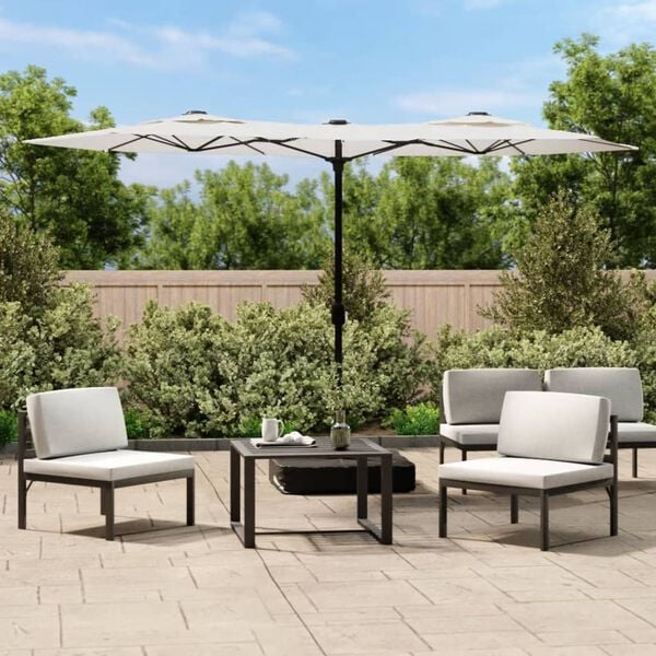 vidaXL Garden Parasol Sand White Powder-coated Iron Large Collapsible