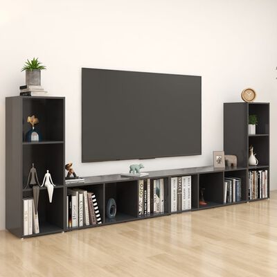 vidaXL TV Cabinets 4 pcs Gray 42.1"x14"x15" Chipboard