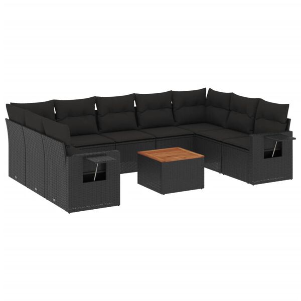 vidaXL Garden Sofa Set Black