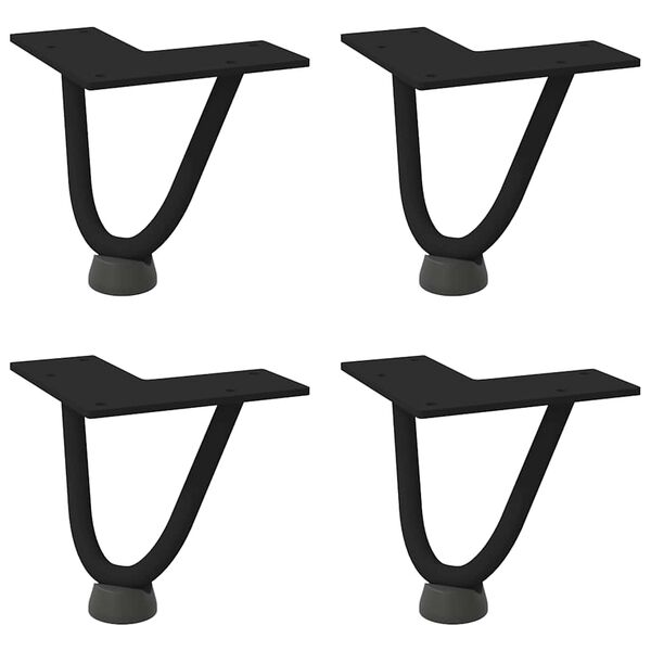 vidaXL Hairpin Table Leg Black Solid powder-coated steel 4 in height