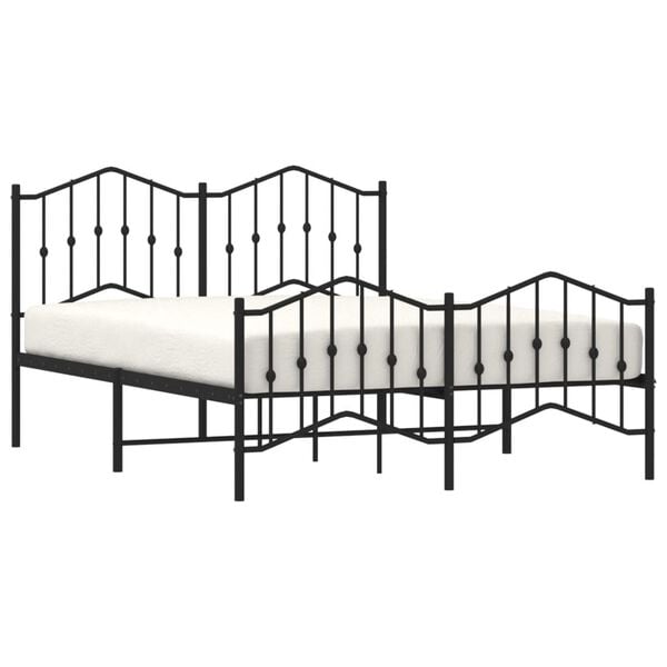 vidaXL Bed Frame Black Powder-Coated Steel King Bed Frame Rectangular