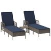 vidaXL Sun lounger Reclining 2 pcs Gray 35 x 35 x 32cm poly rattan