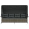 vidaXL Sun Lounger Grey PE rattan, powder-coated steel, fabric cushions