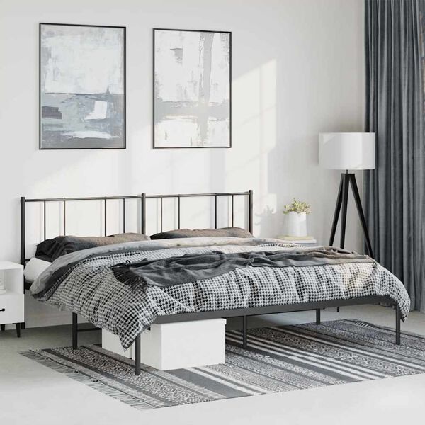 vidaXL Bed Frame Black Powder-Coated Steel Full Bed Frame Rectangular
