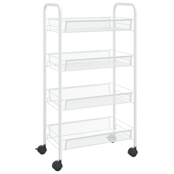 vidaXL 4-Tier Kitchen Trolley White 18.1"x10.2"x33.5" Iron