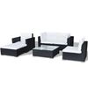vidaXL Patio Sofa Set Set of 6 Black Rattan, Cream White Cushions