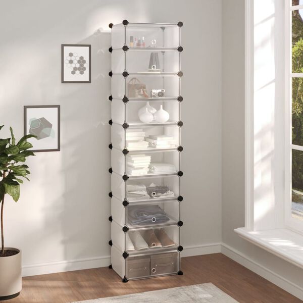 vidaXL Shoe Rack Transparent PP (Polypropylene), Steel