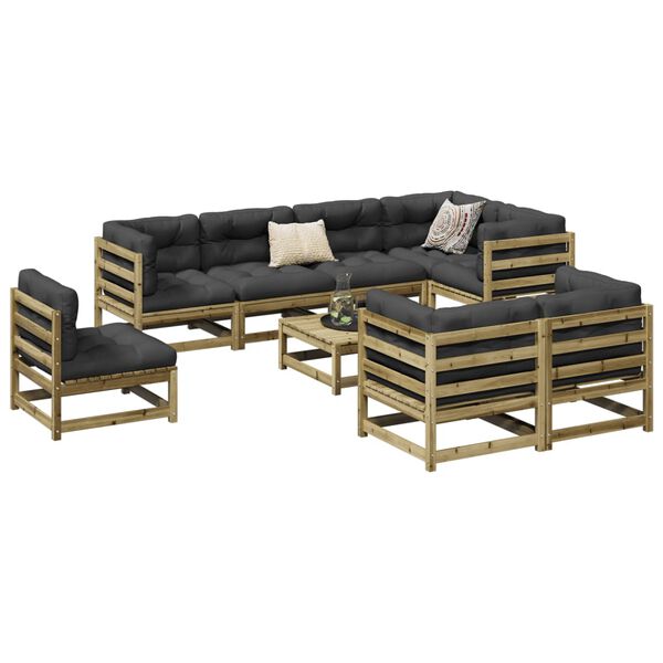 vidaXL Garden Sofa Set Natural Pine Vacuum Pressure Treated Pinewood Large
