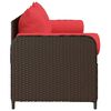 vidaXL Patio Sofa with Cushions 3-Seater Brown Poly Rattan